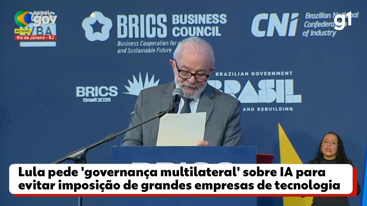 Lula pede 'governança multilateral' sobre IA para evitar imposição de grandes empresas de tecnologia