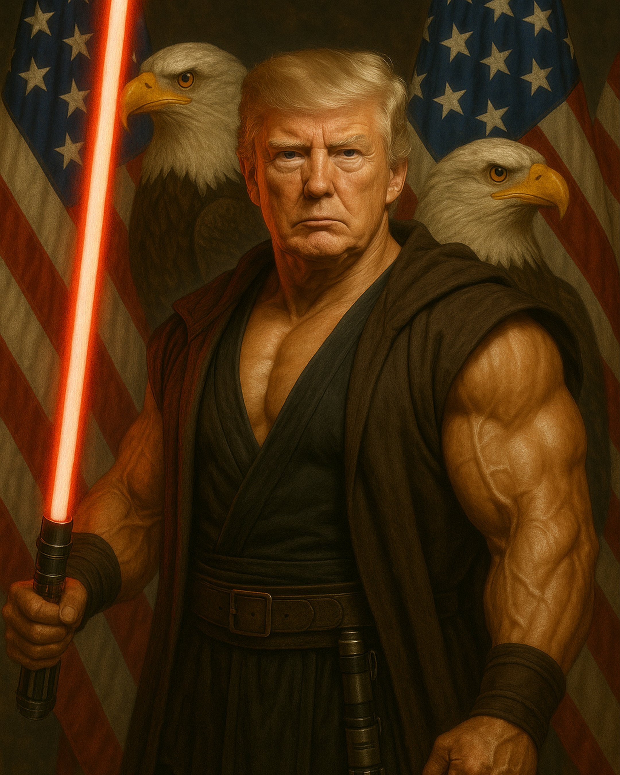 Depois de ser 'papa', Trump posa com sabre de luz de 'Star Wars'