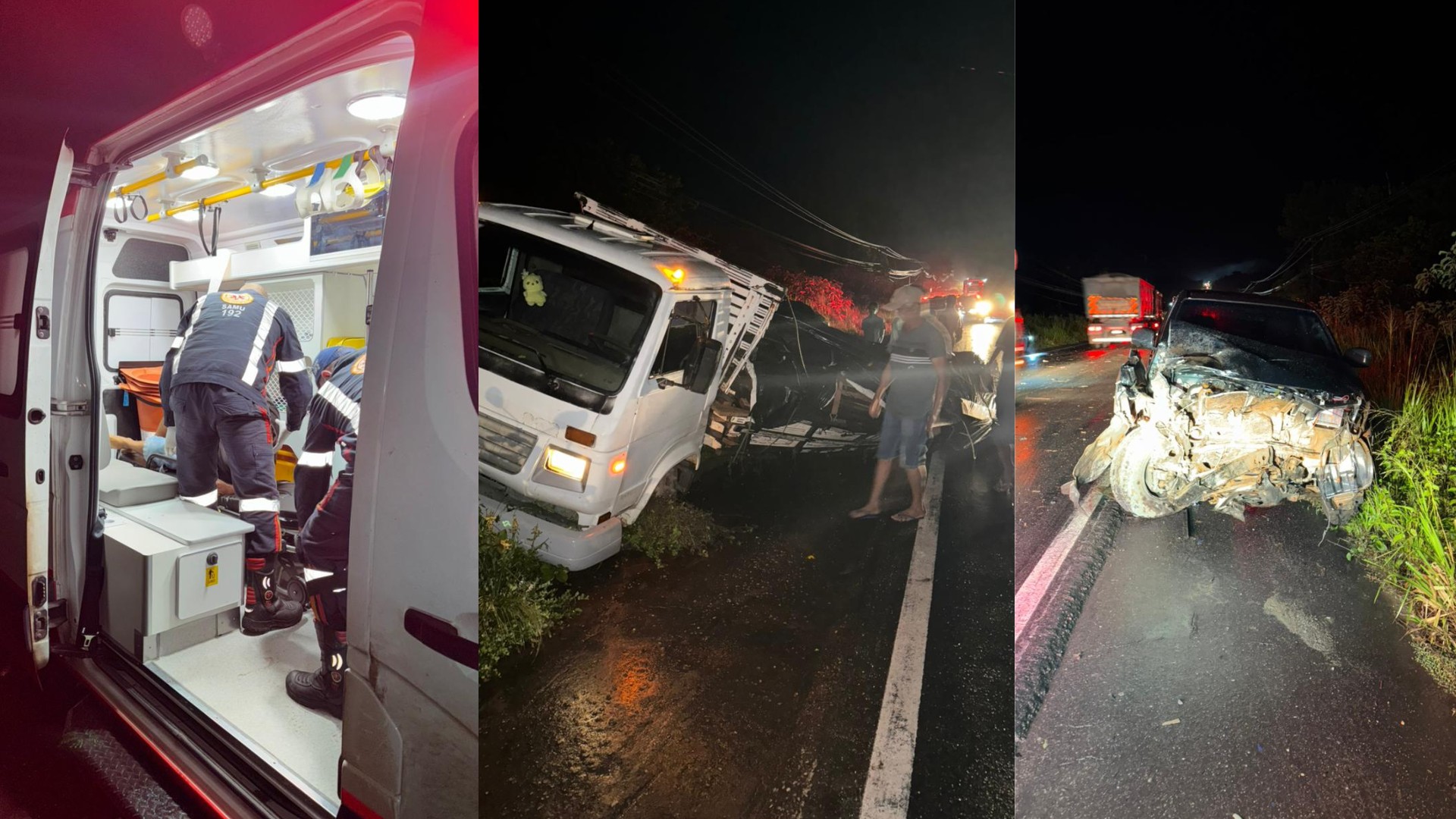 Caminhões e carro colidem durante chuva forte na BR-010, no Pará